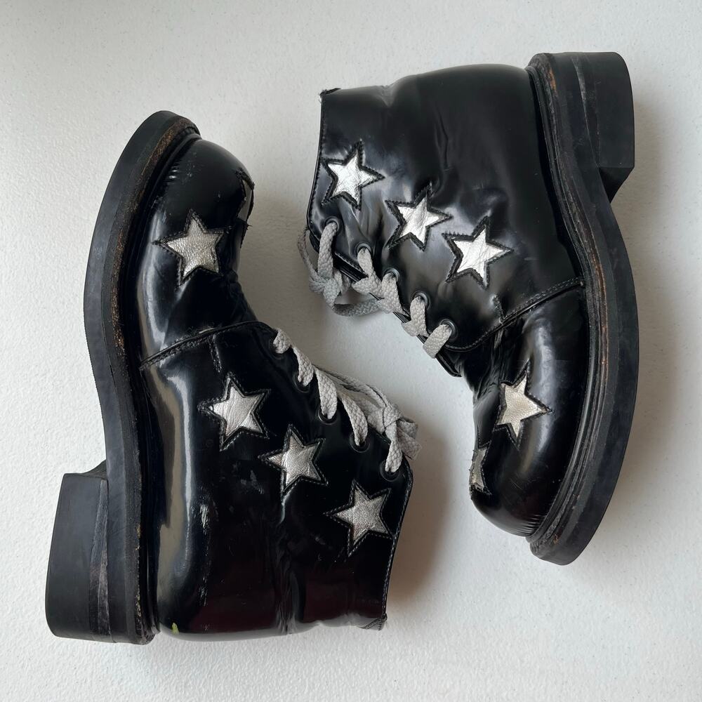 Vintage Muro Welt Leather Boots Size M5/W7 Unisex Stars 90s Y2K Grunge Goth Punk - Picture 6 of 11